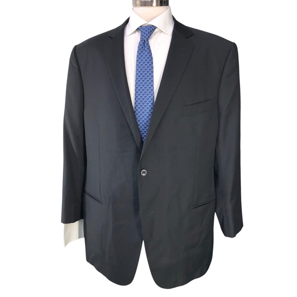 J Hilburn Mens Size 48R Sport Coat Jacket Blazer Classic Fit Bespoke Black